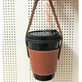 F11 Branded Retro European and American leather cup holder Portable milk tea cup protective cover Anti-scalding coffee c