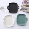 V23    porcelain Simple matte 7-inch Tri-color matte ears square plate