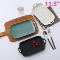 V24    porcelain Simple matte 11.5-inch Simple double-ended baking tray matte glazed rectangular plate snack plate